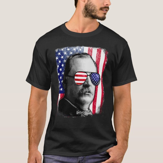 Grover Cleveland US flag 4th of July T-Shirt (Front)