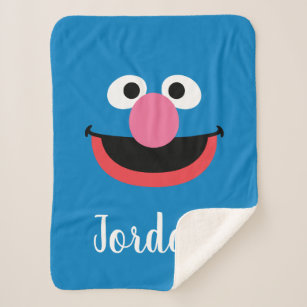 Grover Face Art   Add Your Name Sherpa Blanket