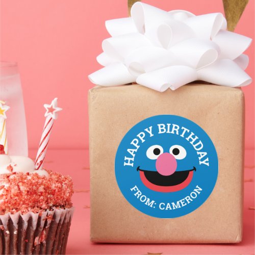 Grover Face Art  Happy Birthday Gift Tag