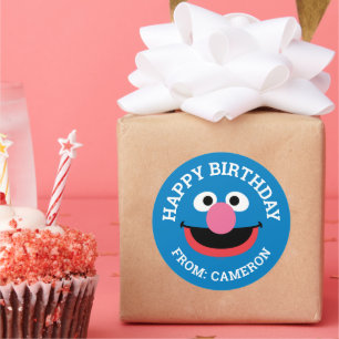 Grover Face Art Happy Birthday Gift Tag