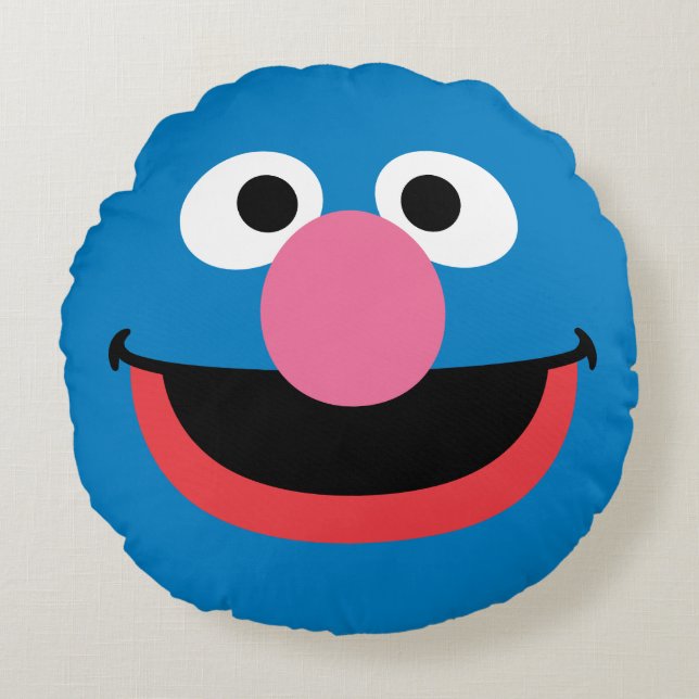 Grover Face Art Round Pillow (Front)