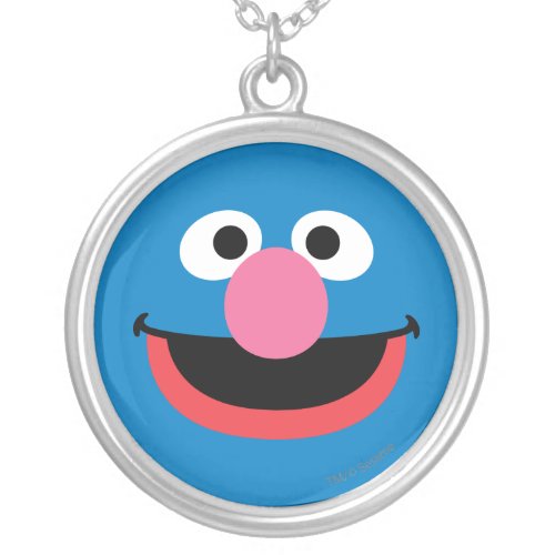 Grover Face Art Silver Plated Necklace