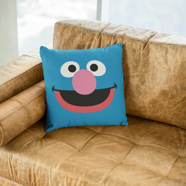 Grover Face Art Throw Pillow (Creator Uploaded)