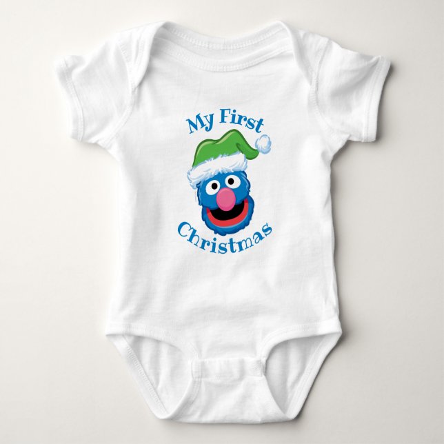 Grover First Christmas Holiday Baby Bodysuit (Front)