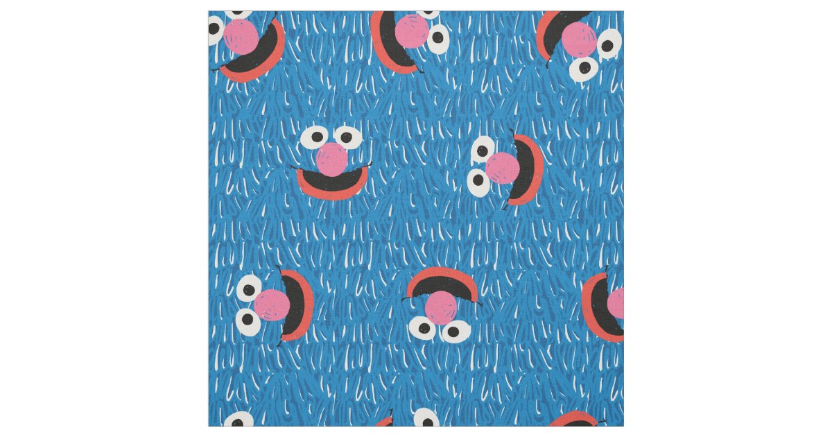 Grover Furry Face Pattern Fabric | Zazzle