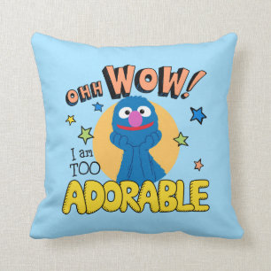 Grover I Am Too Adorable Throw Pillow