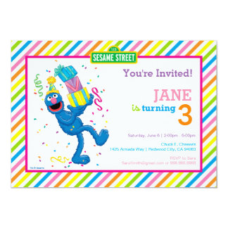 Grover Striped Birthday Card