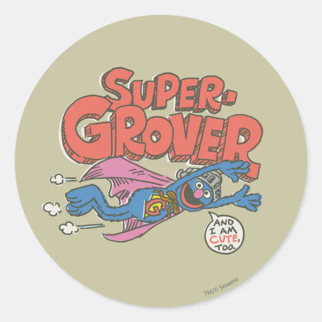 Grover Vintage Kids 1 Classic Round Sticker | Zazzle