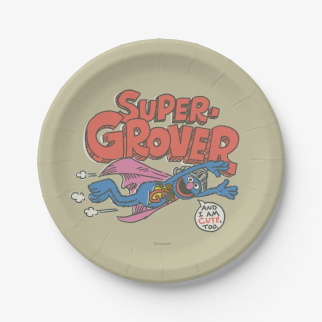 Grover Vintage Kids 1 Paper Plates (Front)