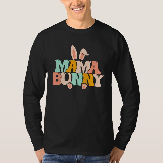 Grovy Mama Bunny Pregnancy Annoucement Easter Day  T-Shirt (Front)
