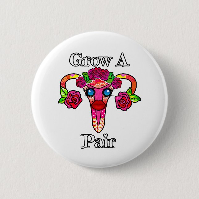 Grow a Pair Cuterus Kawaii Uterus Button (Front)