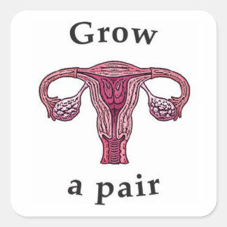 Grow a pair (of ovaries) square sticker