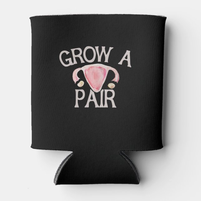 grow a pair uterus humor can cooler (Front)