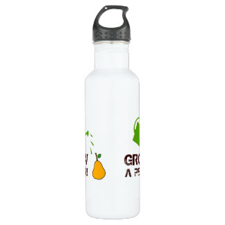 Grow a Pear! funny rebus humor (White-more colors) Water Bottle