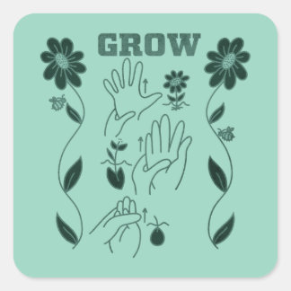 Grow - ASL Design Square Sticker