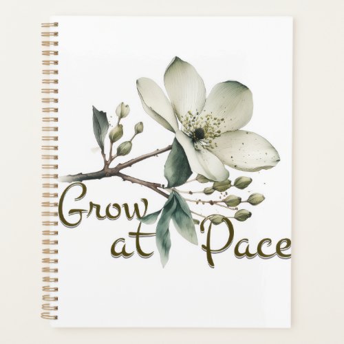 Grow at Pace Elegant Watercolor Botanical Flower  Planner