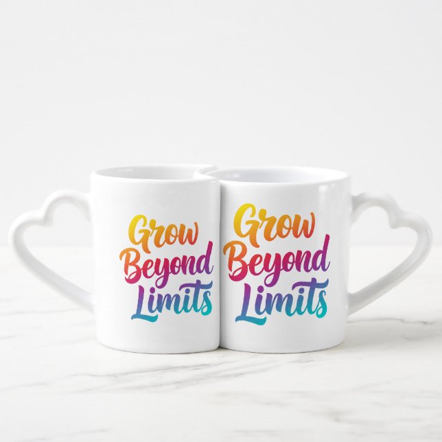 Grow Beyond Limits – Motivational Gradient Lovers Coffee Mug Set (Back Nesting)
