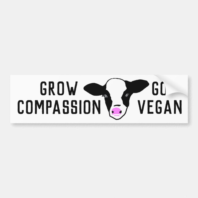 Grow Compassion - Go Vegan - Baby Cow Bumper Sticker (Front)