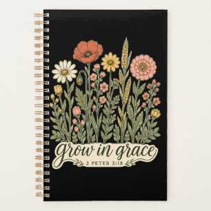 Grow in Grace Christian Floral Bible Verse Design Planner
