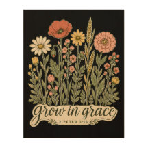 Grow in Grace Christian Floral Bible Verse Design