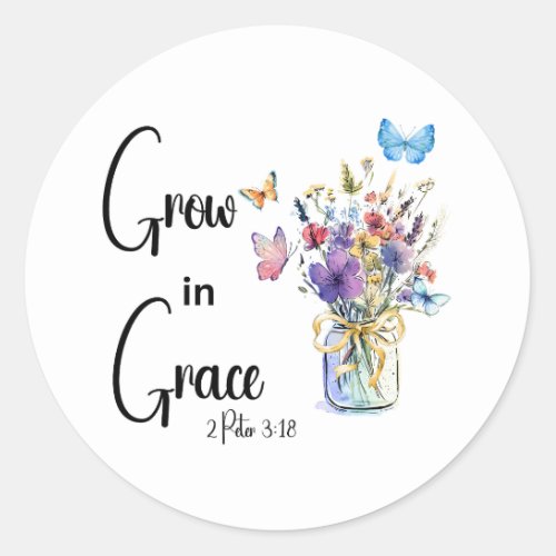 Grow in Grace Classic Round Sticker