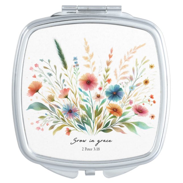 Grow in Grace floral Compact Mirror (Front)