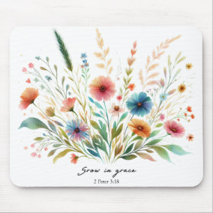 Grow in Grace floral Mouse Pad