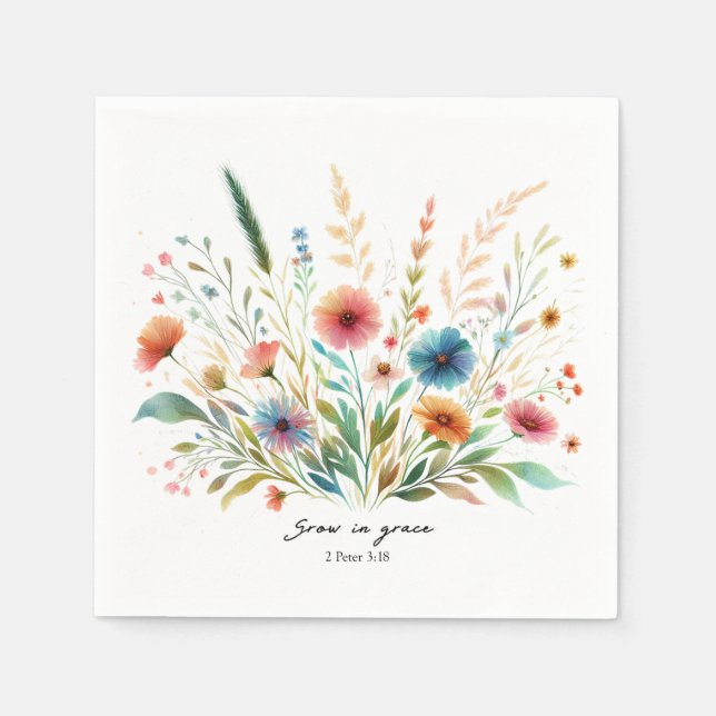 Grow in Grace floral Napkins (Front)