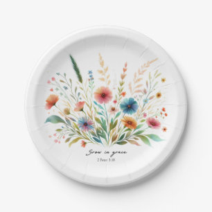 Grow in Grace floral Paper Plates