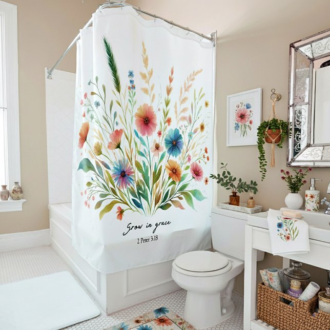 Grow in Grace floral Shower Curtain (Creator Uploaded)