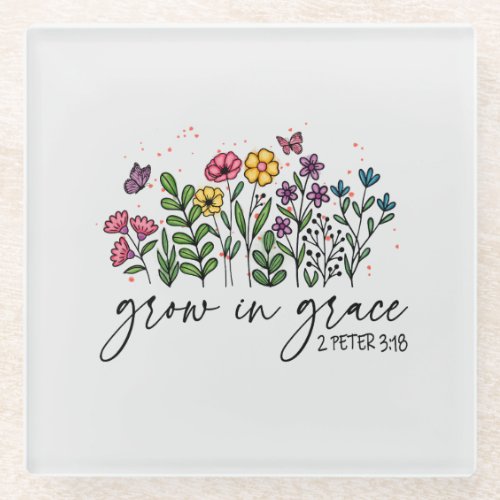 Grow in Grace Glass Coaster