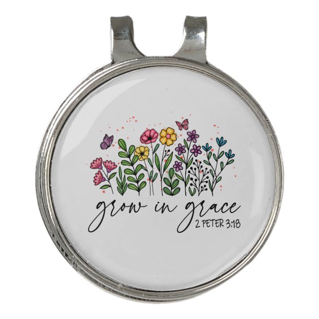 Grow in Grace Golf Hat Clip (Front)