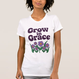 Grow in Grace – Peaceful Purple Floral Art T-Shirt