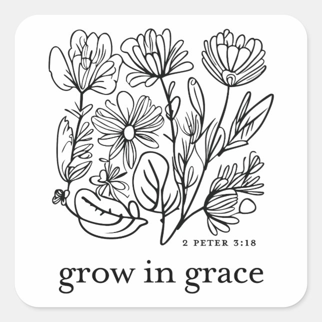 Grow in Grace Square Sticker (Front)