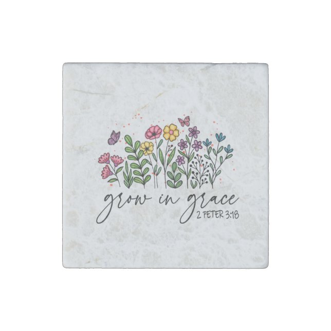 Grow in Grace Stone Magnet (Front)