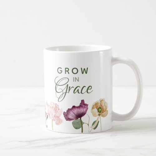 Grow in Grace Watercolor Floral Coffee Mug