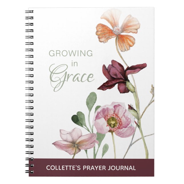 Grow in Grace Watercolor Floral Prayer Journal (Front)