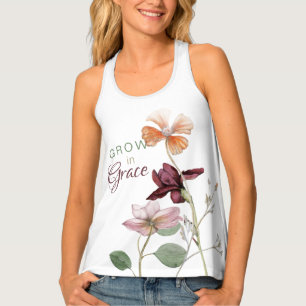 Grow in Grace Watercolor Floral Women's Tank Top