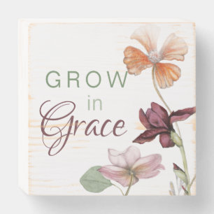 Grow in Grace Watercolor Floral Wooden Box Sign