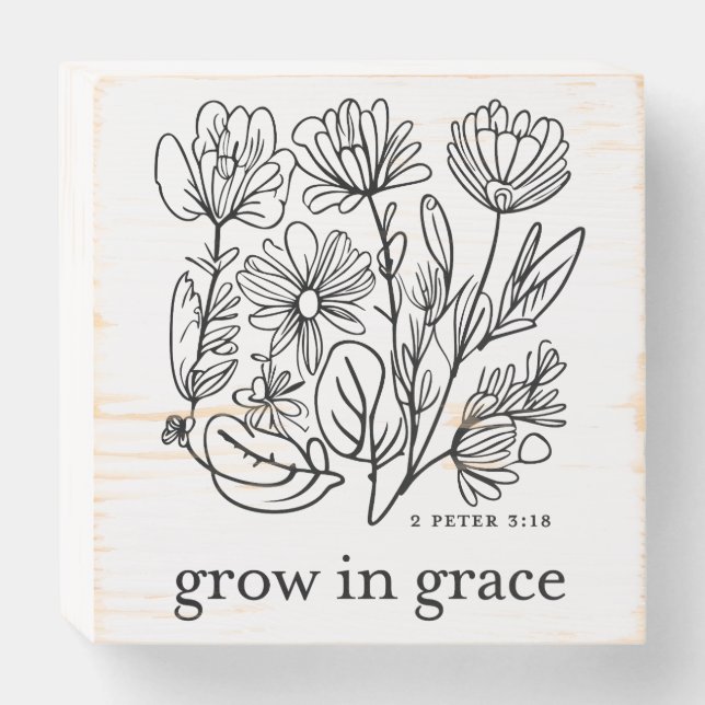 Grow in Grace Wooden Box Sign (Front Horizontal)