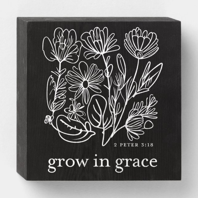 Grow in Grace Wooden Box Sign (Front Horizontal)