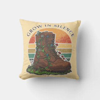 Grow In Silence Vintage Retro Nature Outdoor Pillo Pillow