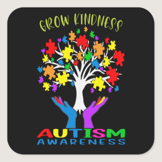 Grow Kindness Support Autism Awareness Square Sticker