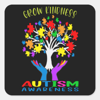 Grow Kindness Support Autism Awareness Square Sticker