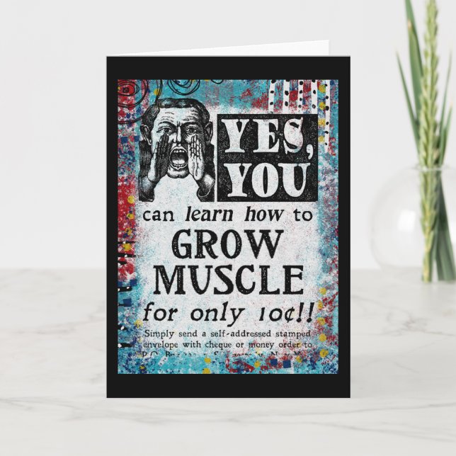 Grow Muscle - Funny Vintage Ad Card (Front)