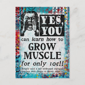 Grow Muscle - Funny Vintage Ad Postcard