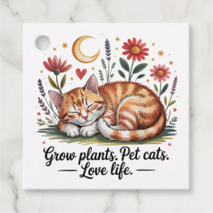 Grow Plants Pet Cats Love Life Cute Gardening Favor Tags