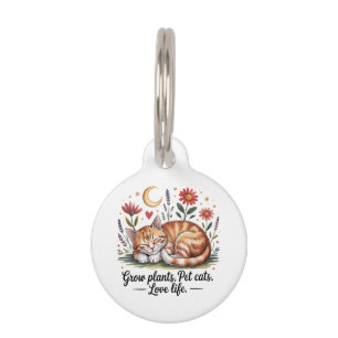 Grow Plants Pet Cats Love Life Cute Gardening ID Tag