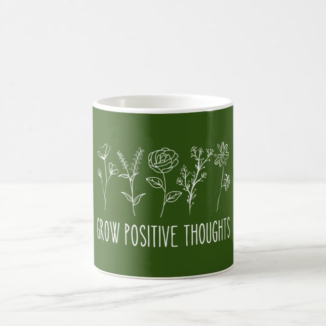Grow Positive Thoughts Aesthetic  Coffee Mug (Center)