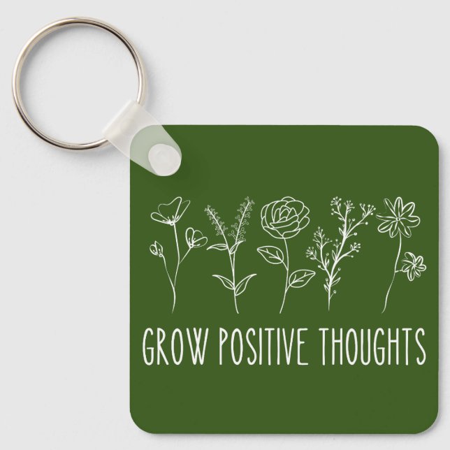 Grow Positive Thoughts Aesthetic Keychain (Front)